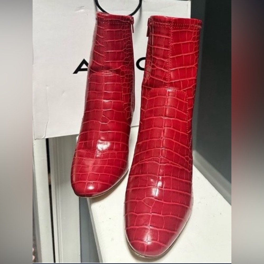 Aldo Snake Skin Red Booties